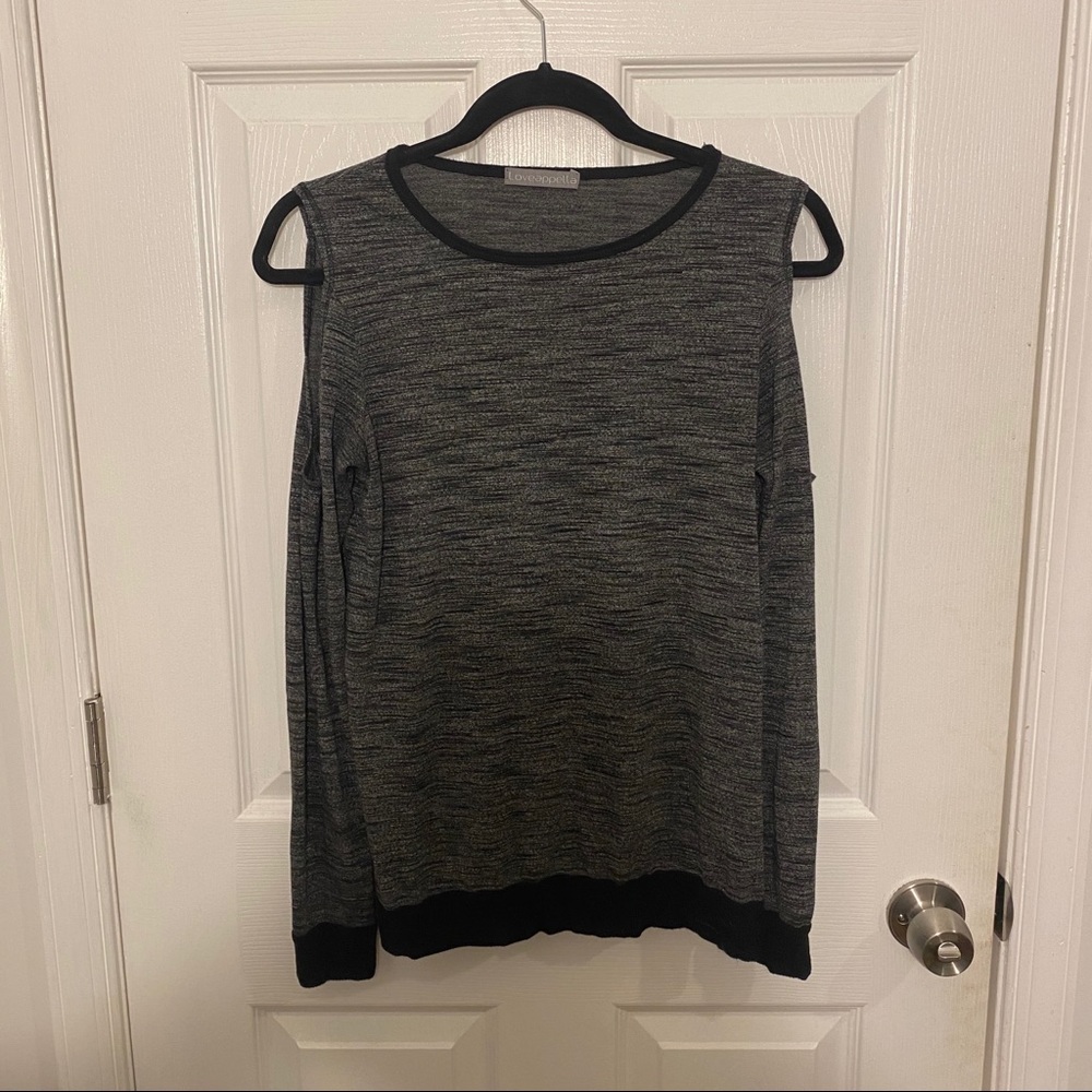 Cold shoulder grey knit sweater